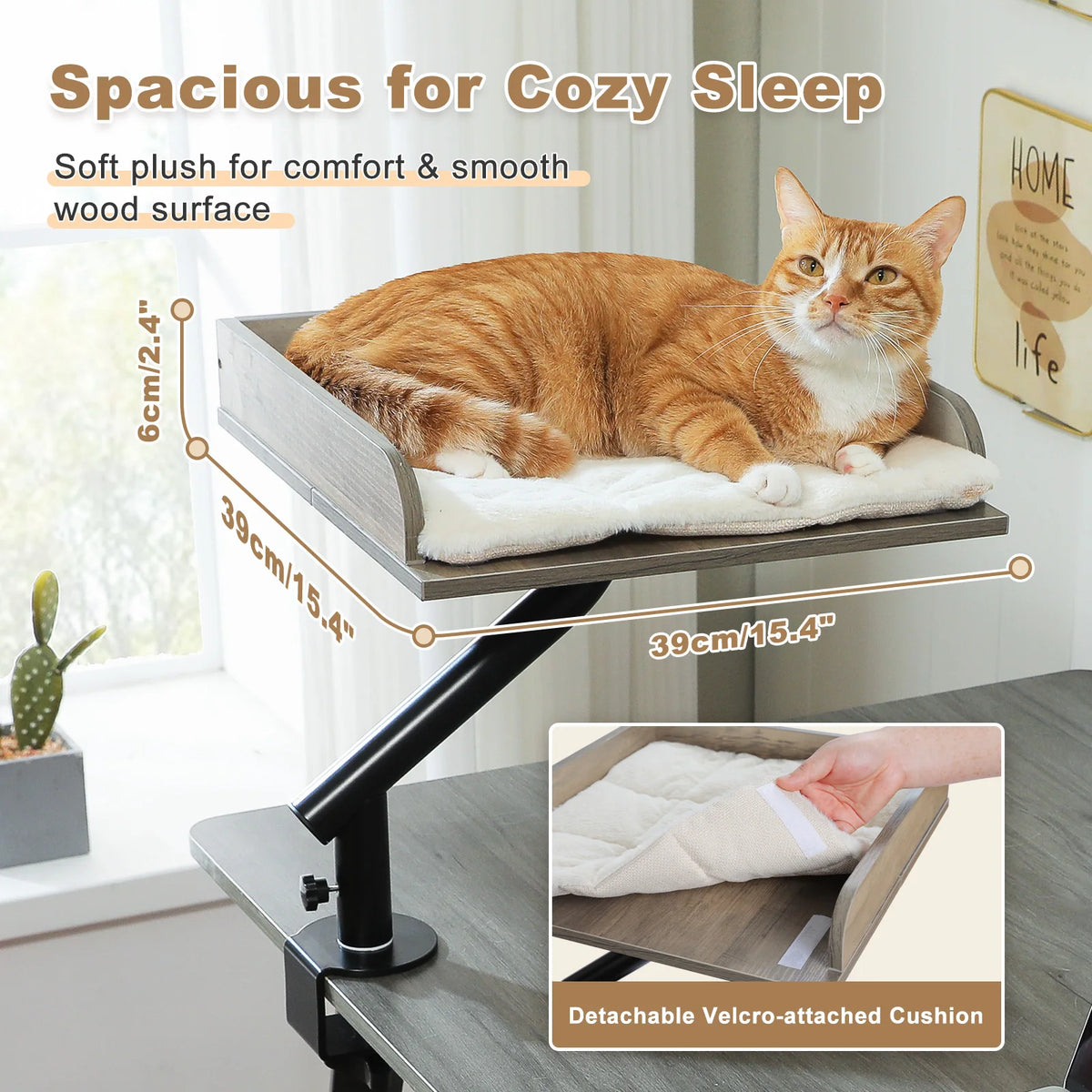 PAWZ Road Adjustable Rotating Cat Desk Bed With Soft Plush Hammock