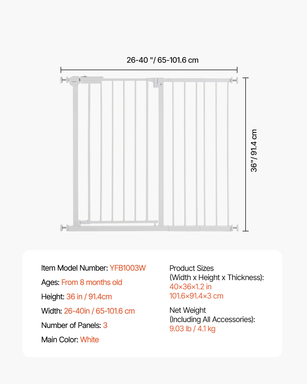 SucceBuy Pressure Mount Baby Gate With Walk Through Safety Panel