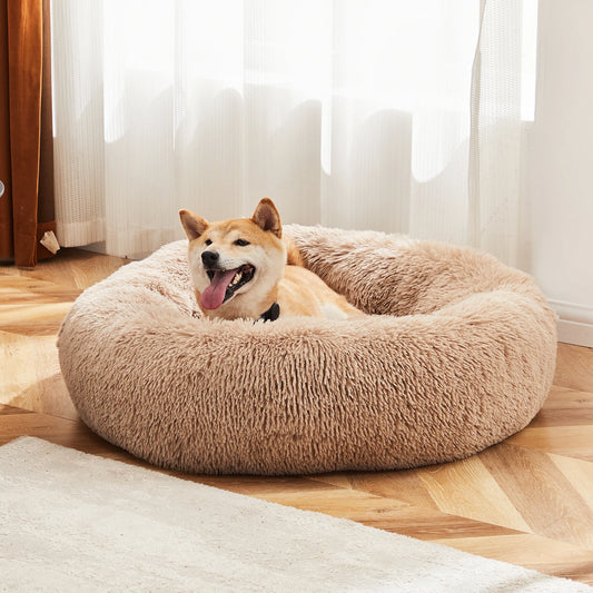 JHK Calming Washable Plush Faux Fur Non Slip Dog Bed