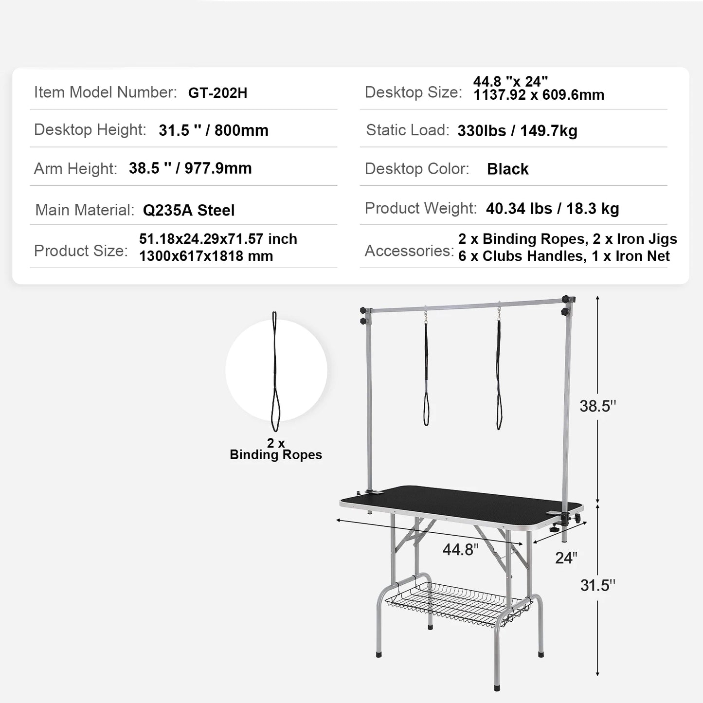 SucceBuy Foldable Pet Grooming Table With Adjustable Arms And Clamp