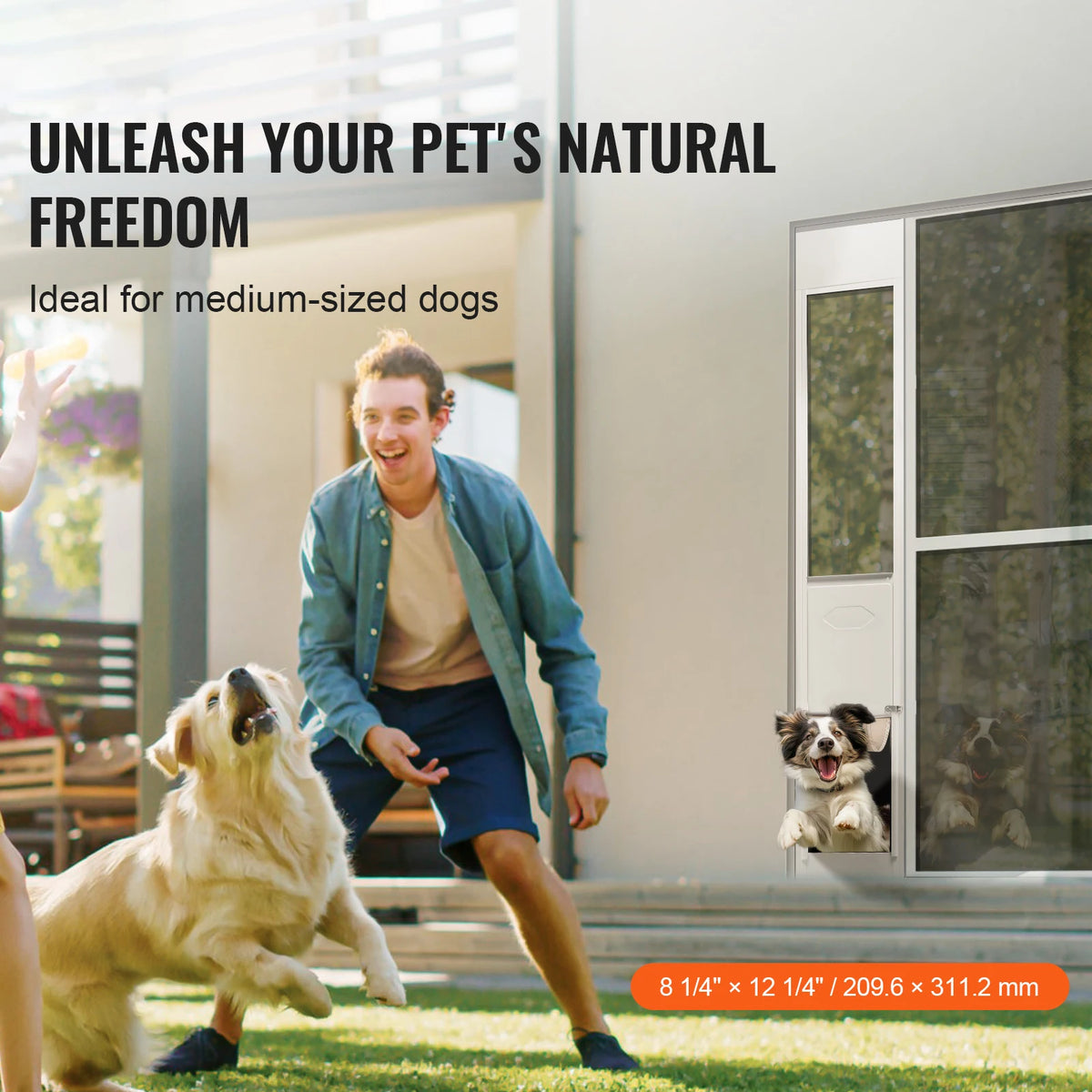 Adjustable Aluminum Frame Tempered Glass Sliding Pet Door