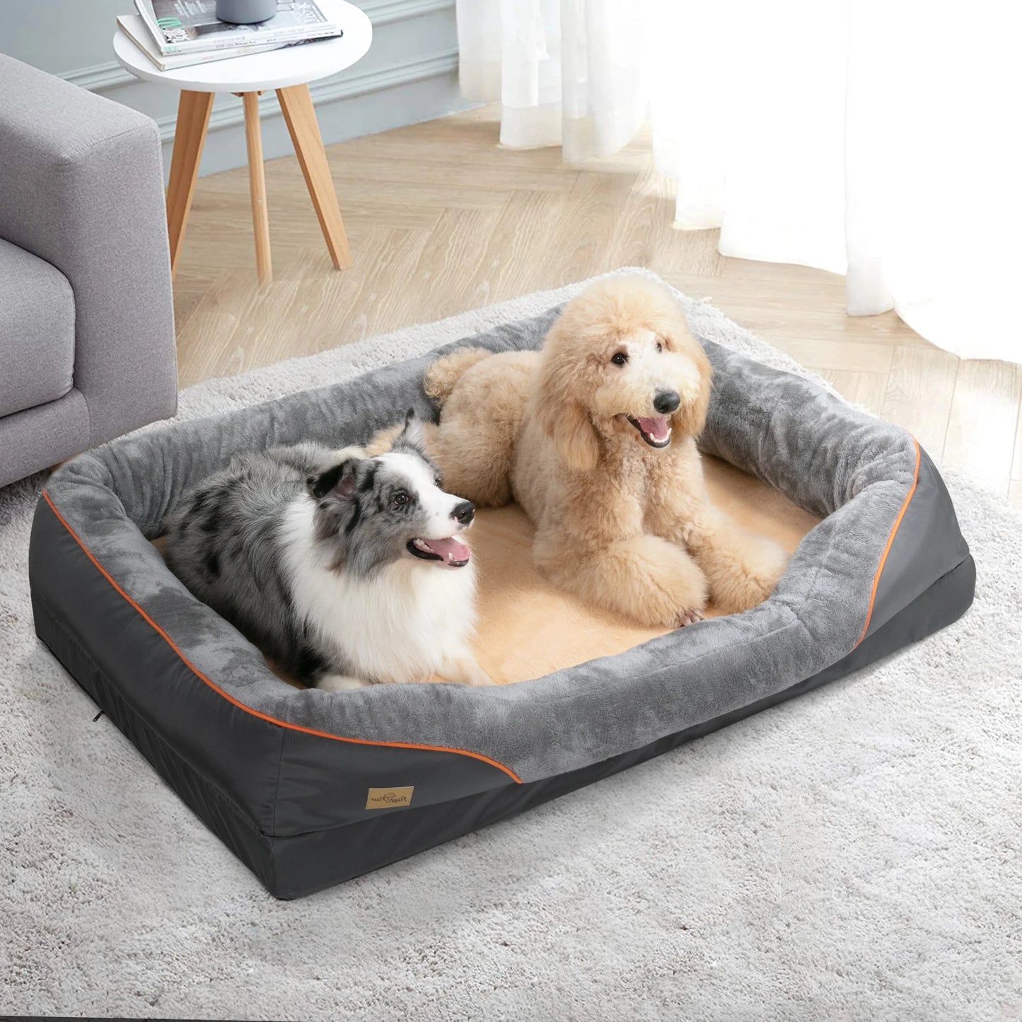 Bingopaw Washable Waterproof Fleece Dog Bed With Removable Cover