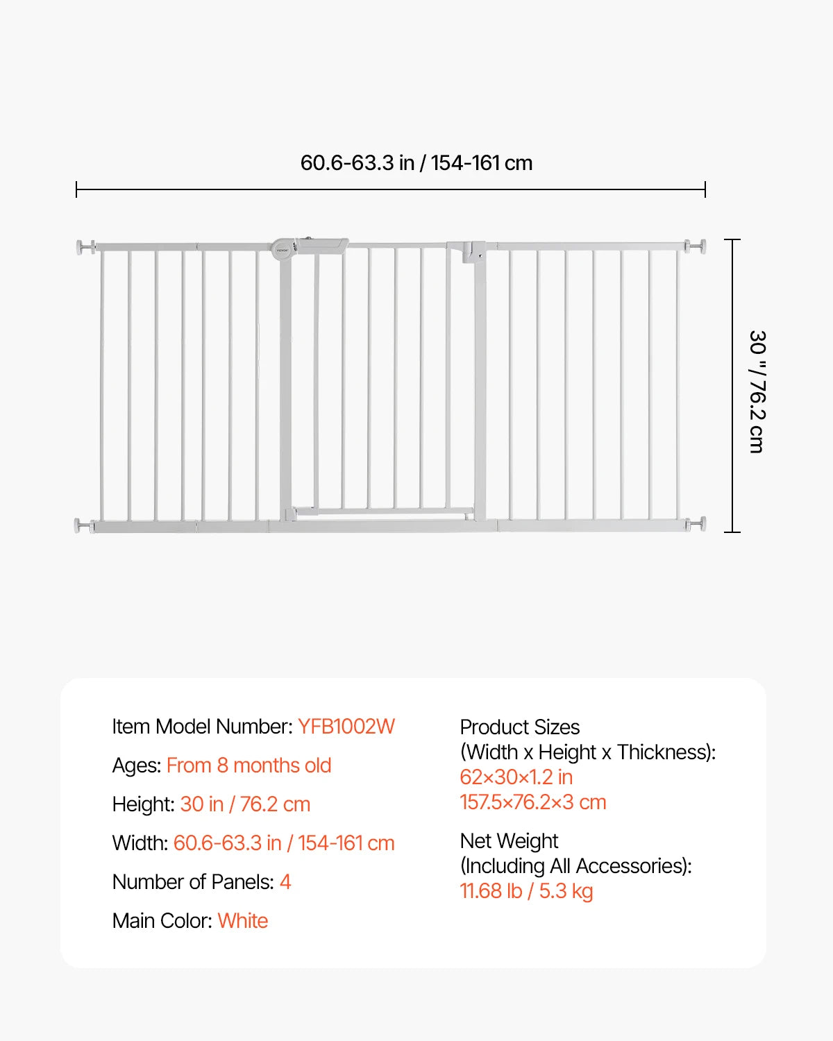 SucceBuy Pressure Mount Baby Gate With Walk Through Safety Panel