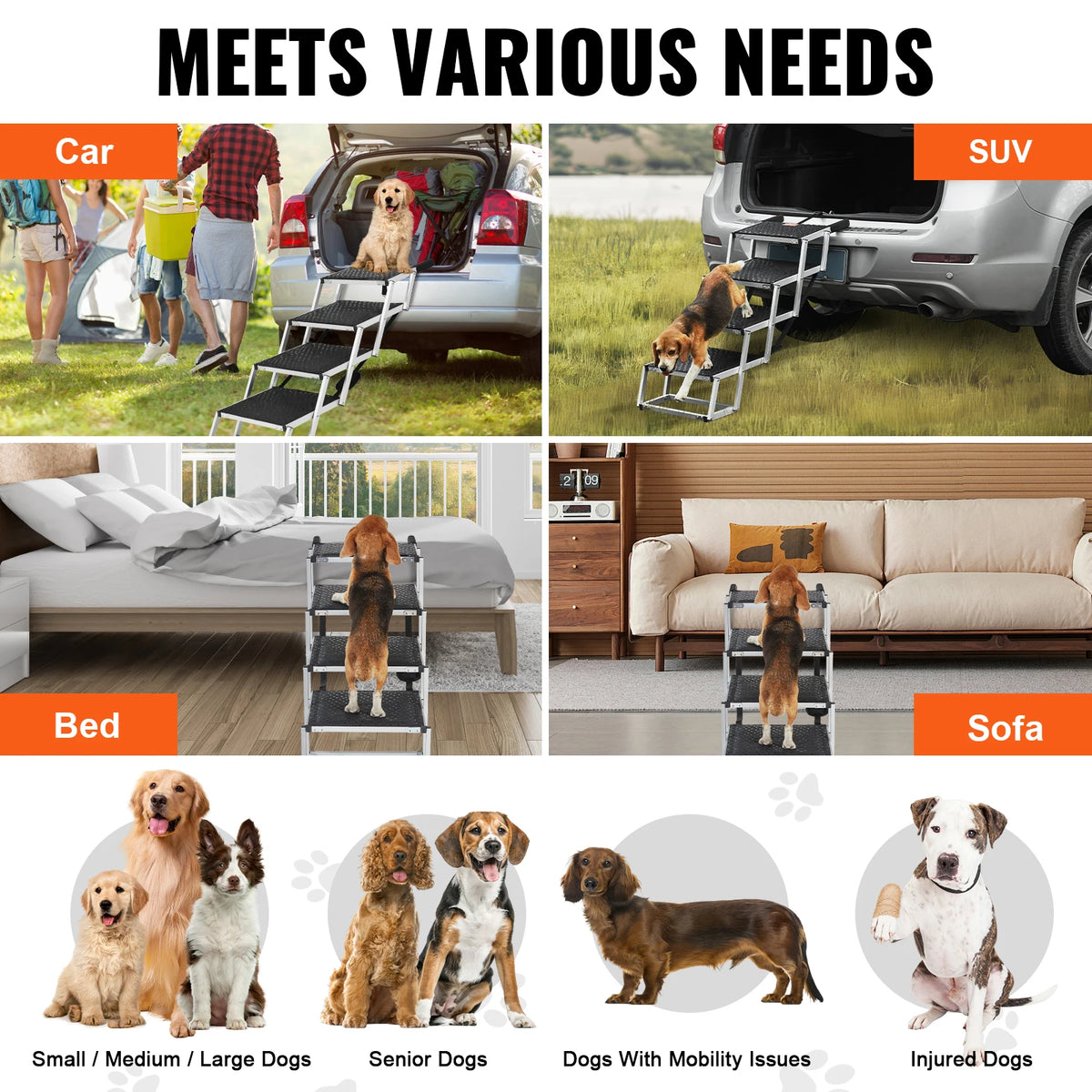 SucceBuy Portable Folding Dog Car Steps for SUVs and Trucks