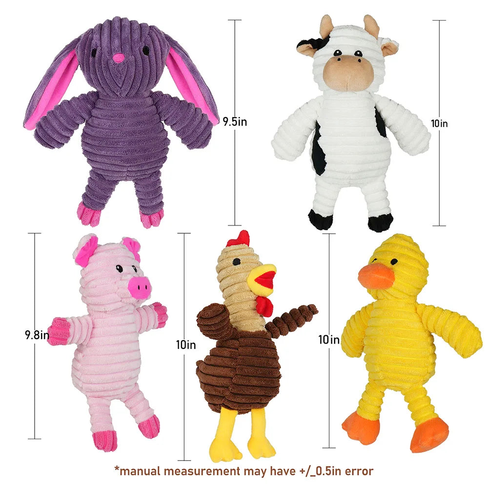 Plush Squeaky Dog Toys Assorted Stuffed Animal Chew Toy Bundle
