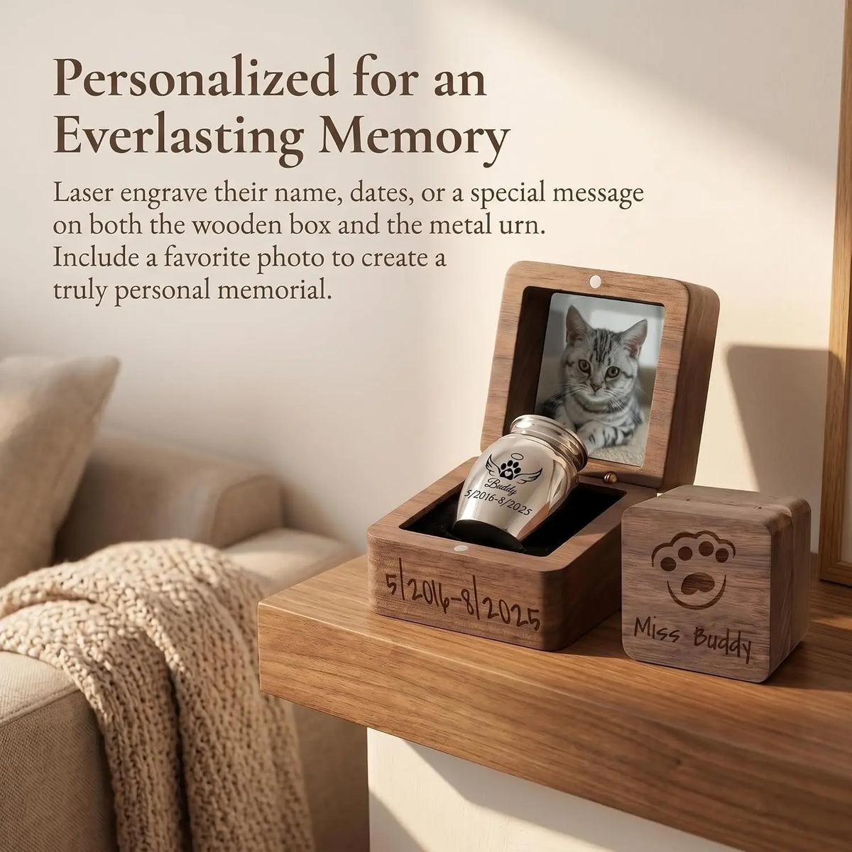 Personalized Pet Urn for Dogs and Cats with Custom Engraving