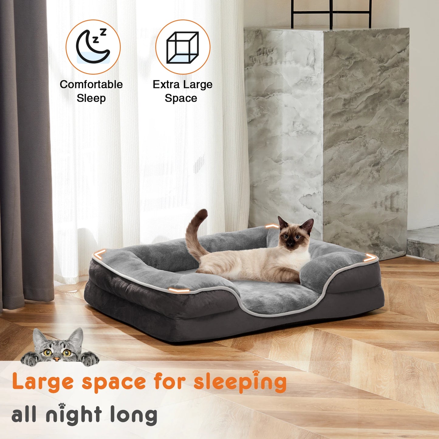 JHK Orthopedic Memory Foam Pet Bed With Washable Removable Cover