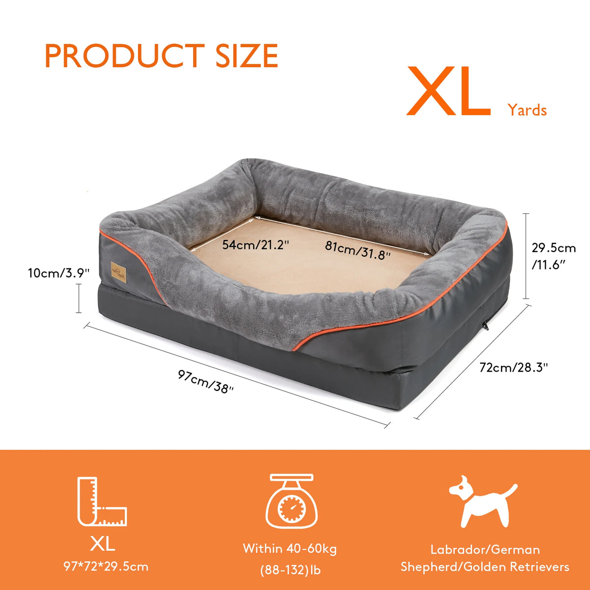 Bingopaw Washable Waterproof Fleece Dog Bed With Removable Cover