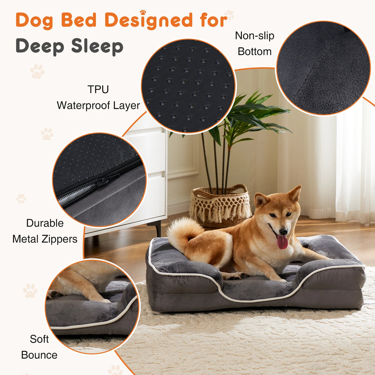 JHK Orthopedic Memory Foam Pet Bed With Washable Removable Cover