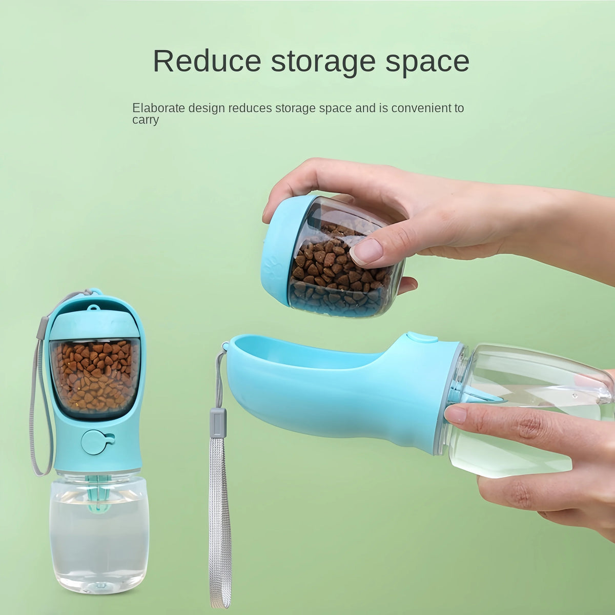 Portable Pet Water Bottle With Food Storage For Travel