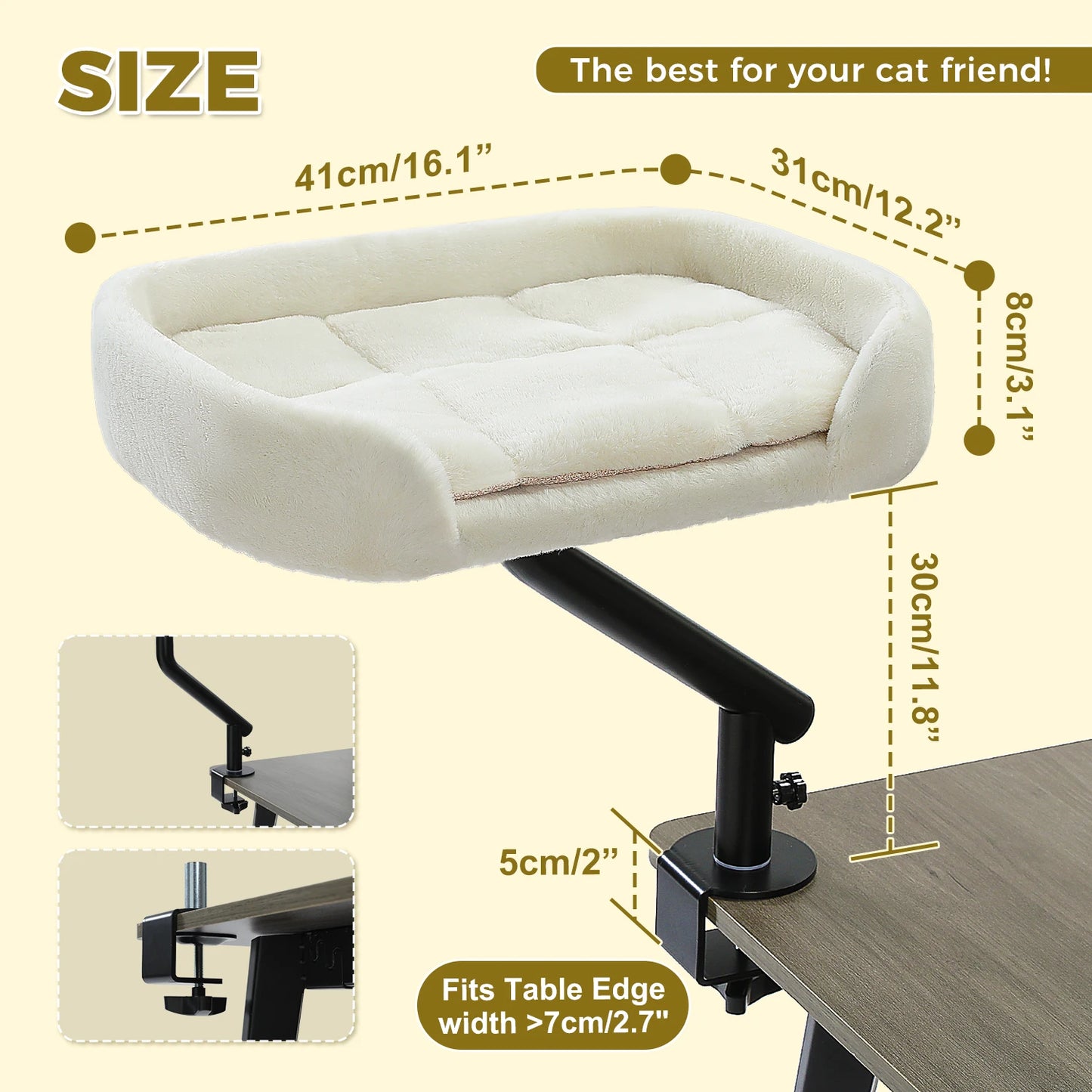 PAWZ Road Adjustable Rotating Cat Desk Bed With Soft Plush Hammock