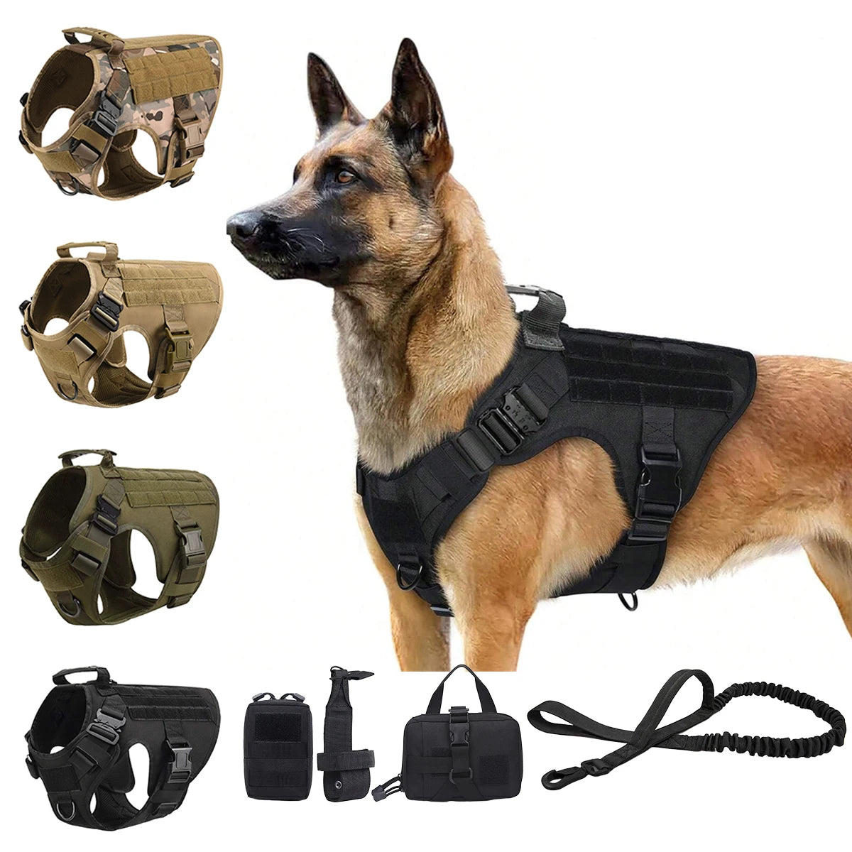 Padded Tactical Nylon Dog Harness With Quick Release Buckles