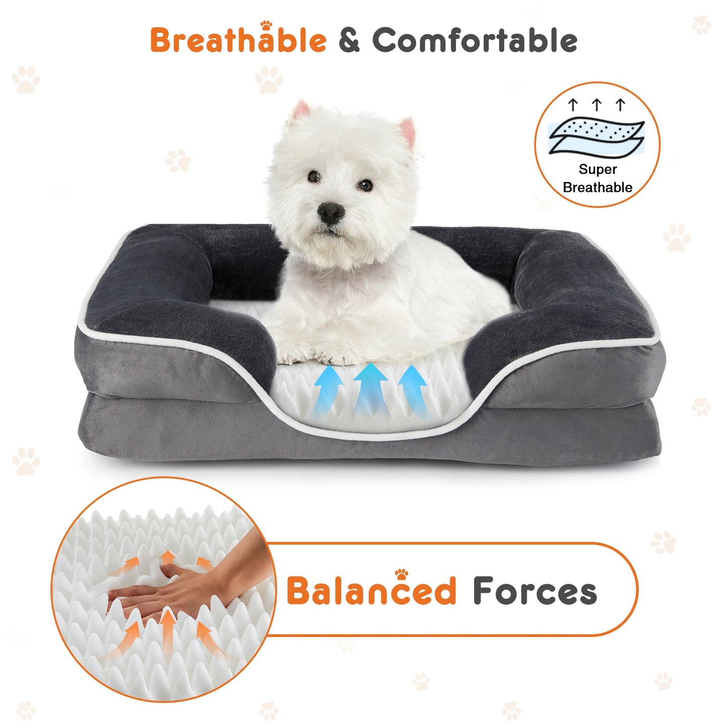 JHK Orthopedic Memory Foam Pet Bed With Washable Removable Cover