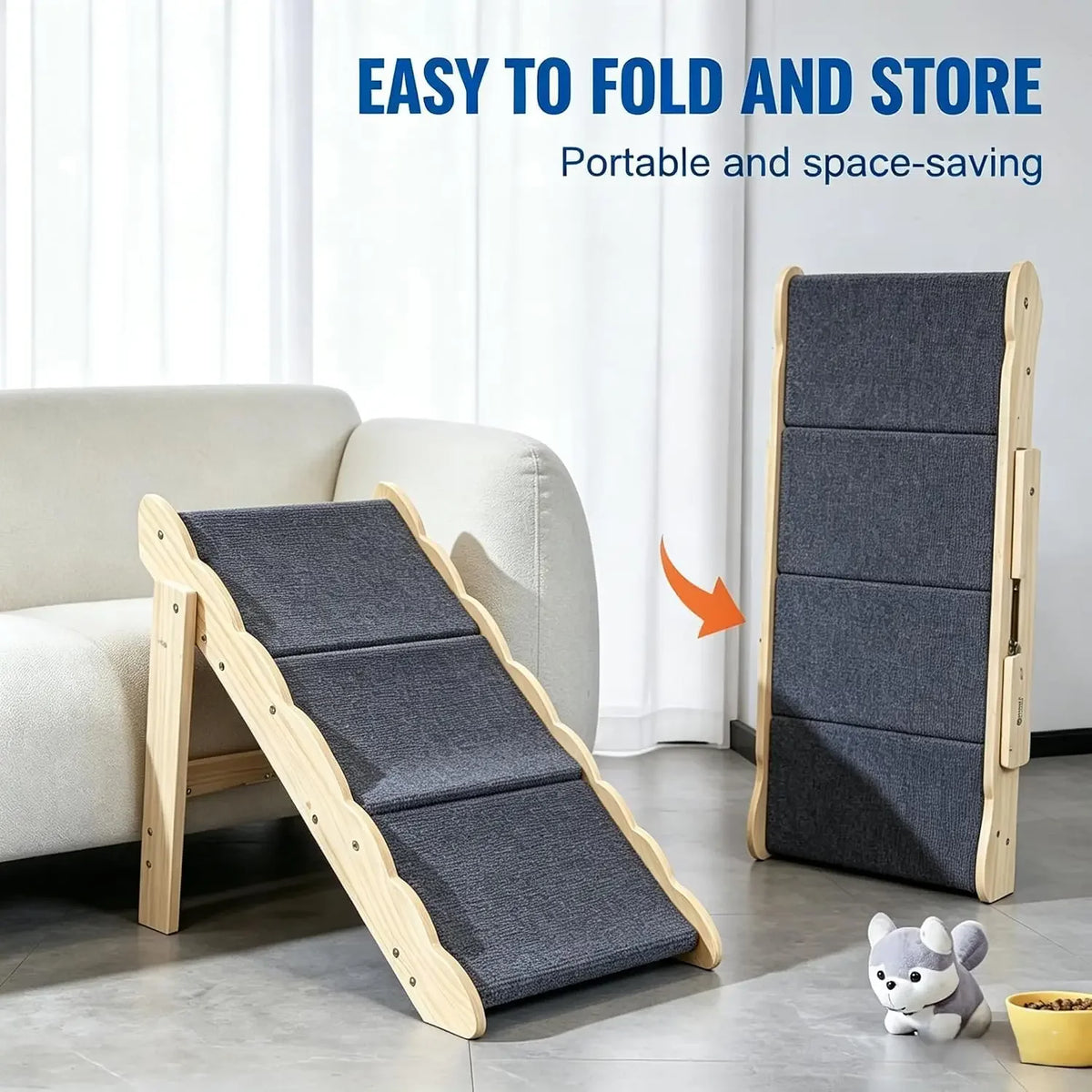 Garvee Wooden Folding Pet Stairs for Beds, Couches and Cars