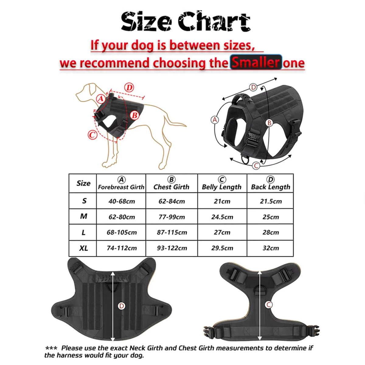 Adjustable Tactical Dog Harness With Padded Quick Release Buckle