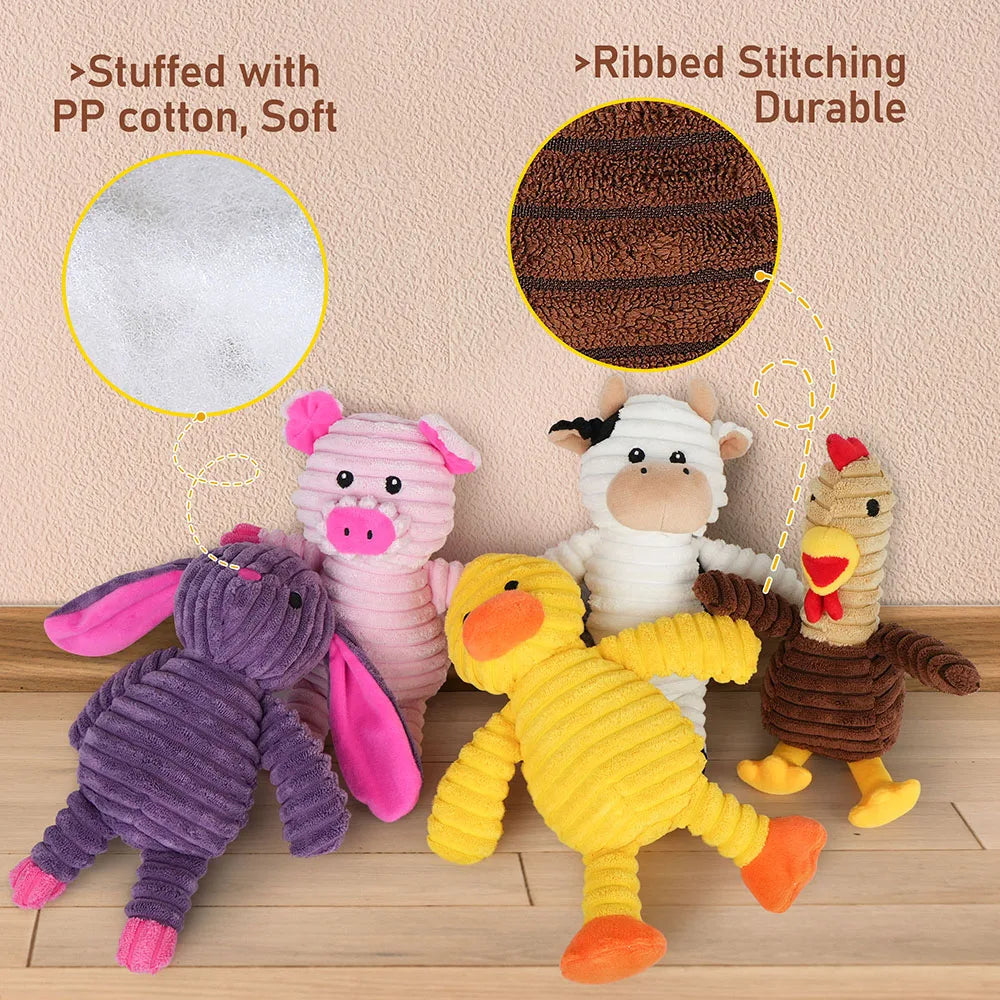 Plush Squeaky Dog Toys Assorted Stuffed Animal Chew Toy Bundle