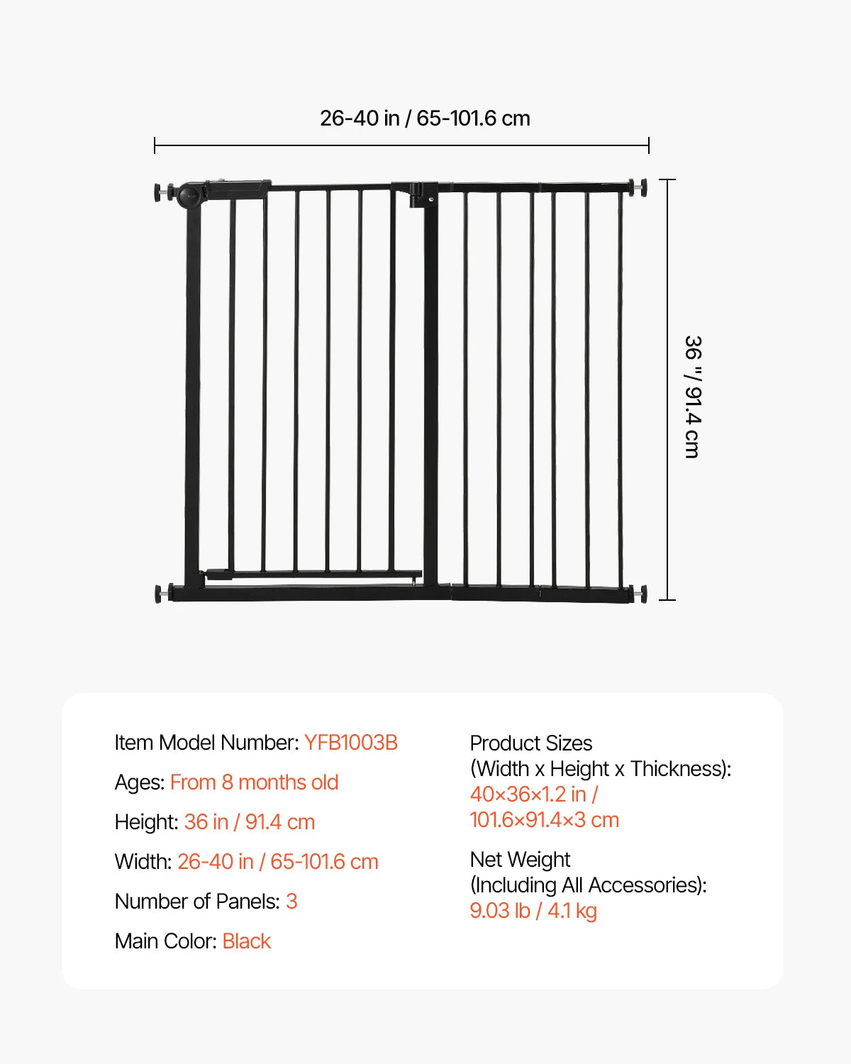 SucceBuy Pressure Mount Baby Gate With Walk Through Safety Panel