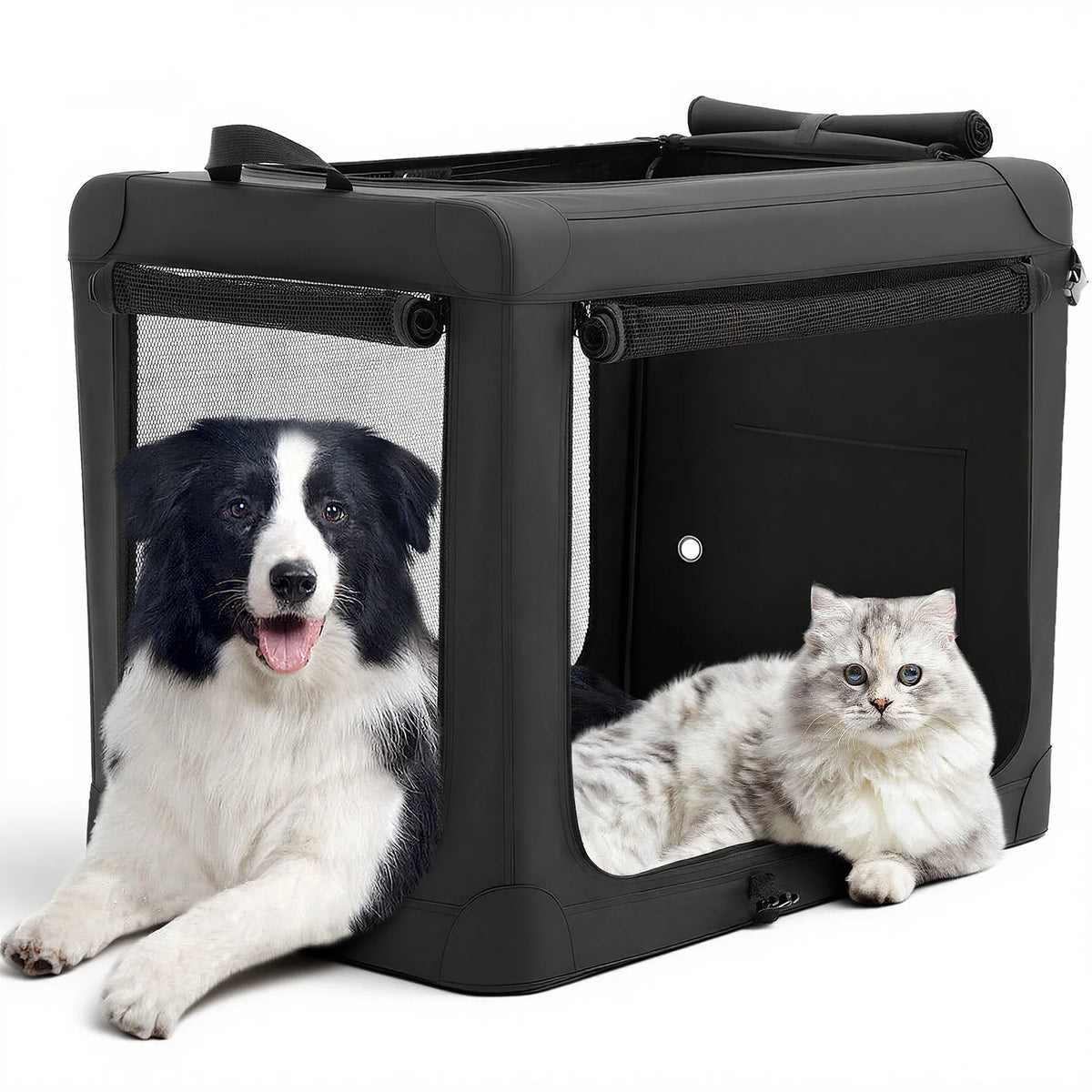 JHK Foldable Soft Dog Crate Portable Pet Kennel Three Side Doors