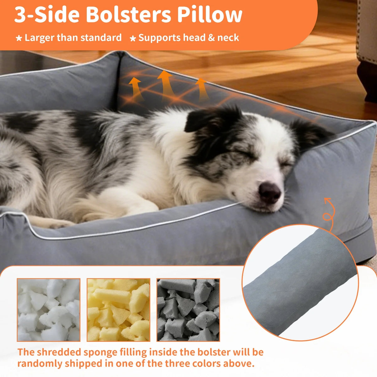 Bingopaw Orthopedic Dog Bed With Bolsters And Washable Cover