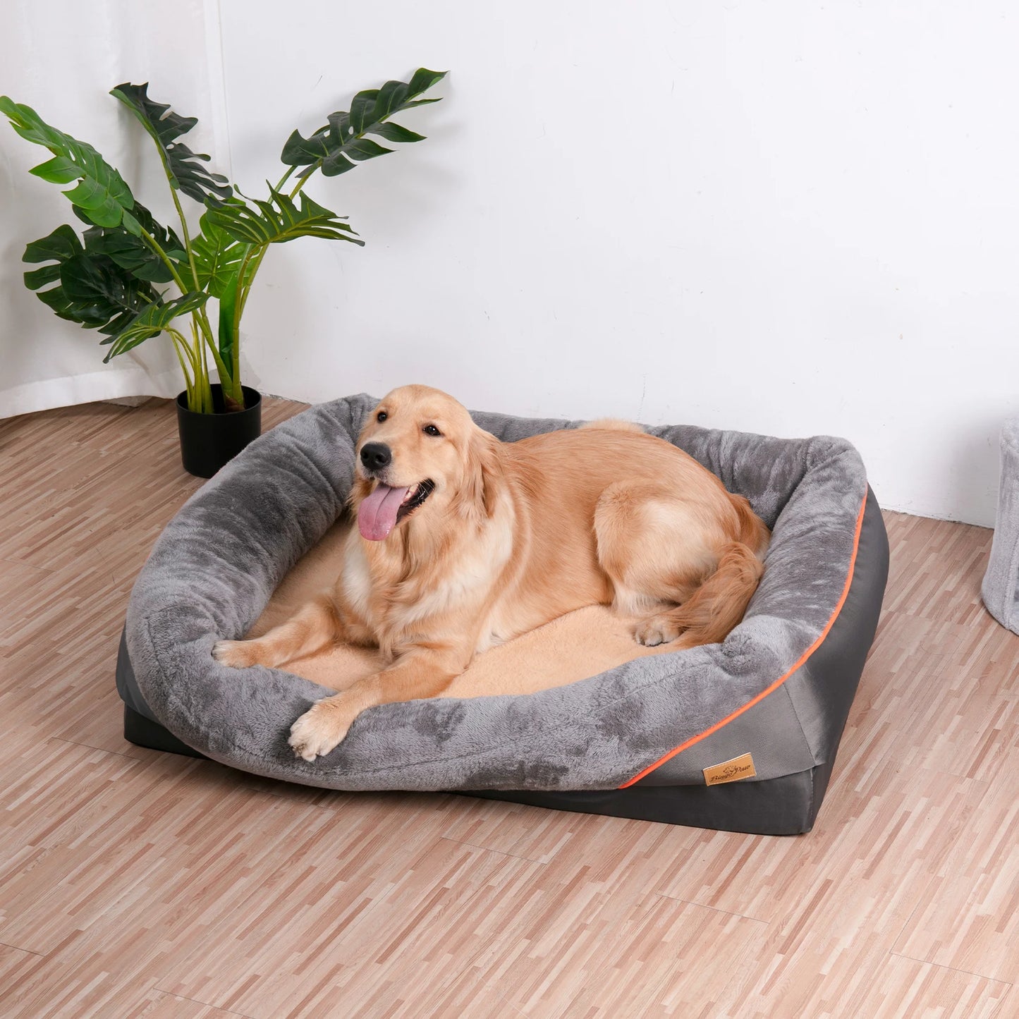 Bingopaw Orthopedic Dog Bed With Waterproof Bolster And Removable Cover