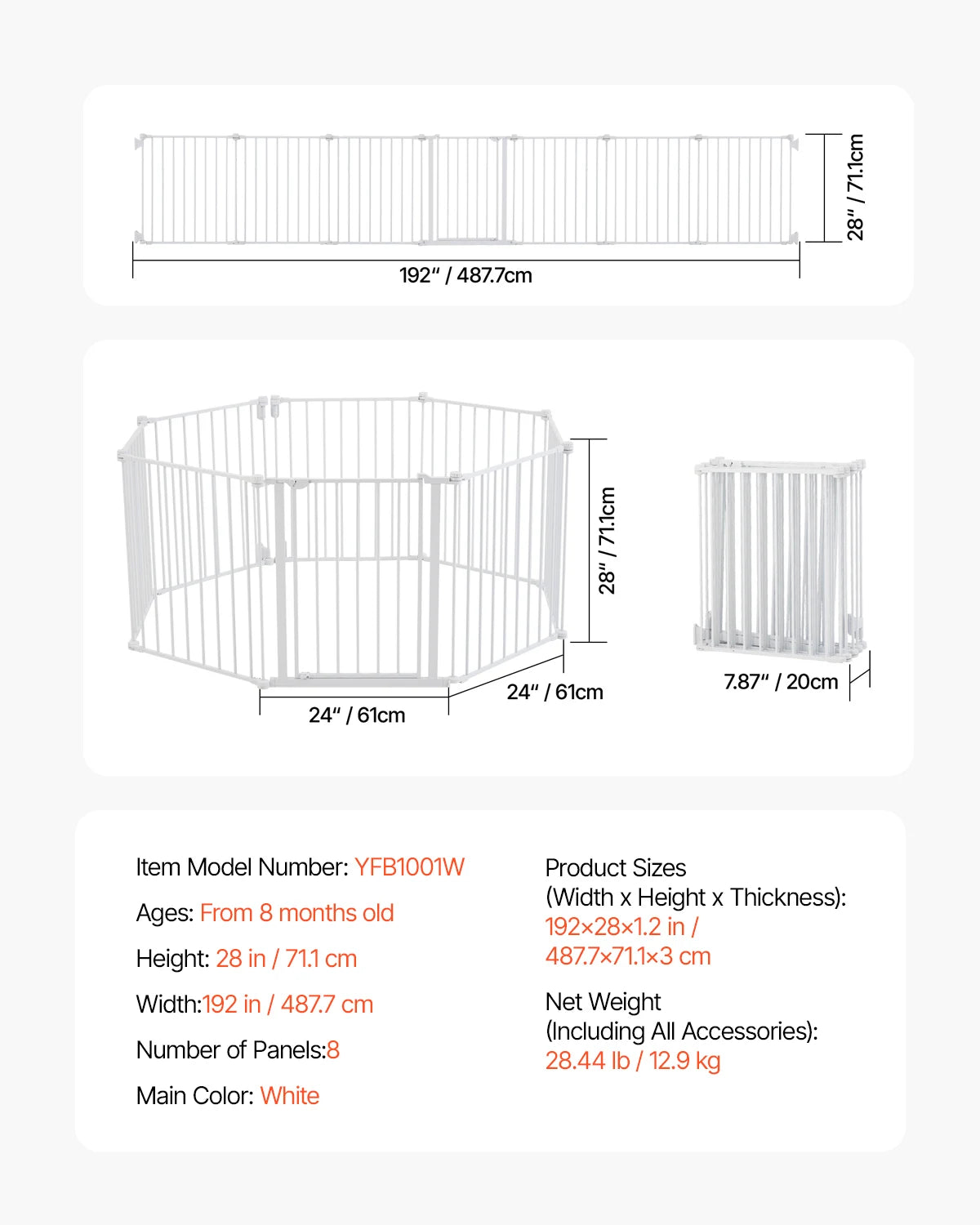 SucceBuy Pressure Mount Baby Gate With Walk Through Safety Panel