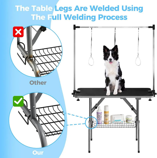 Garvee Professional Foldable Dog Grooming Table With Safety Nooses