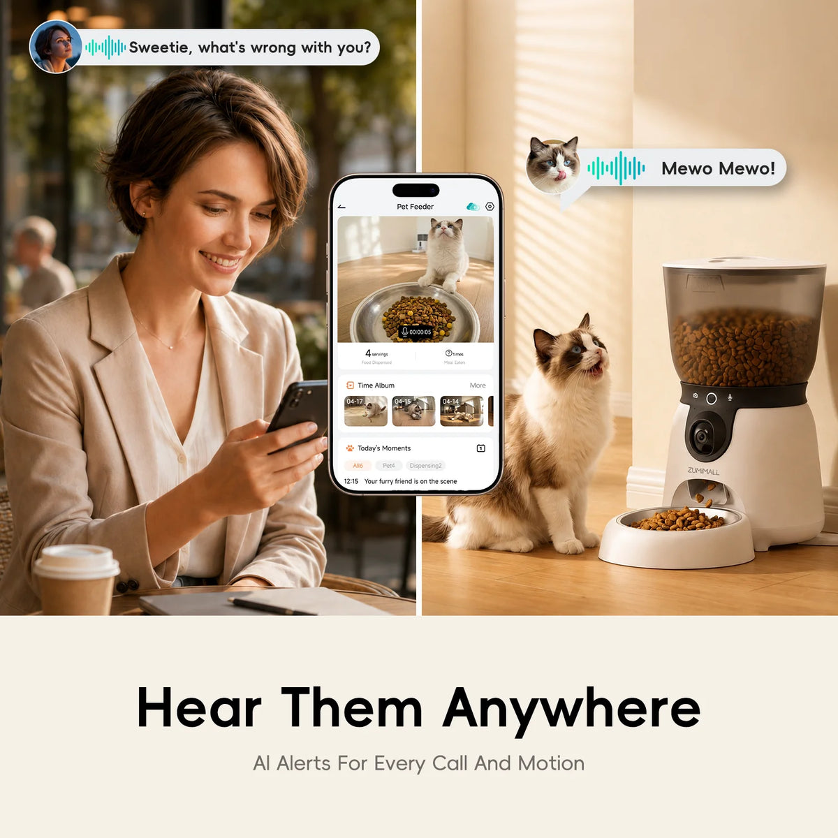 Zumimall Automatic Pet Feeder With Smart Camera Dispenser