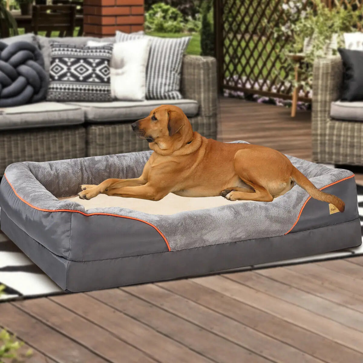 Bingopaw Orthopedic Dog Bed With Waterproof Bolster And Removable Cover