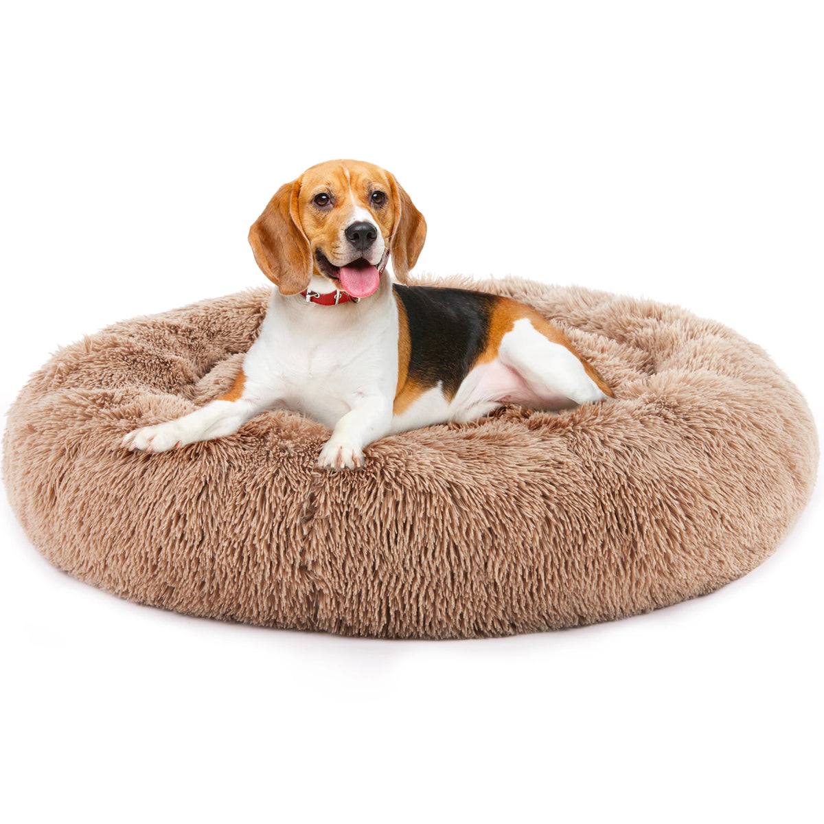 JHK Calming Washable Plush Faux Fur Non Slip Dog Bed