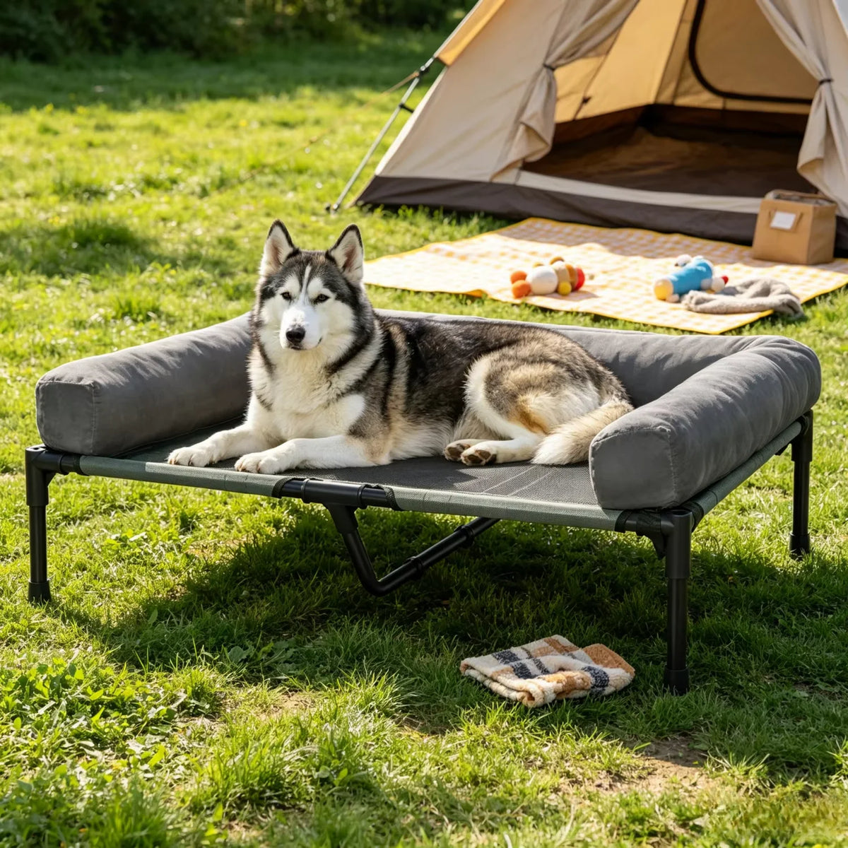 Bingopaw Elevated Cooling Dog Bed With Mesh And Detachable Bolster