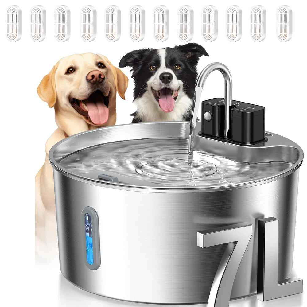 Weomg Stainless Steel Automatic Rechargeable Pet Fountain