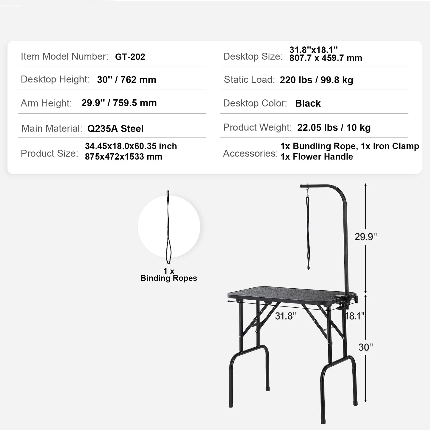 SucceBuy Foldable Pet Grooming Table With Adjustable Arms And Clamp