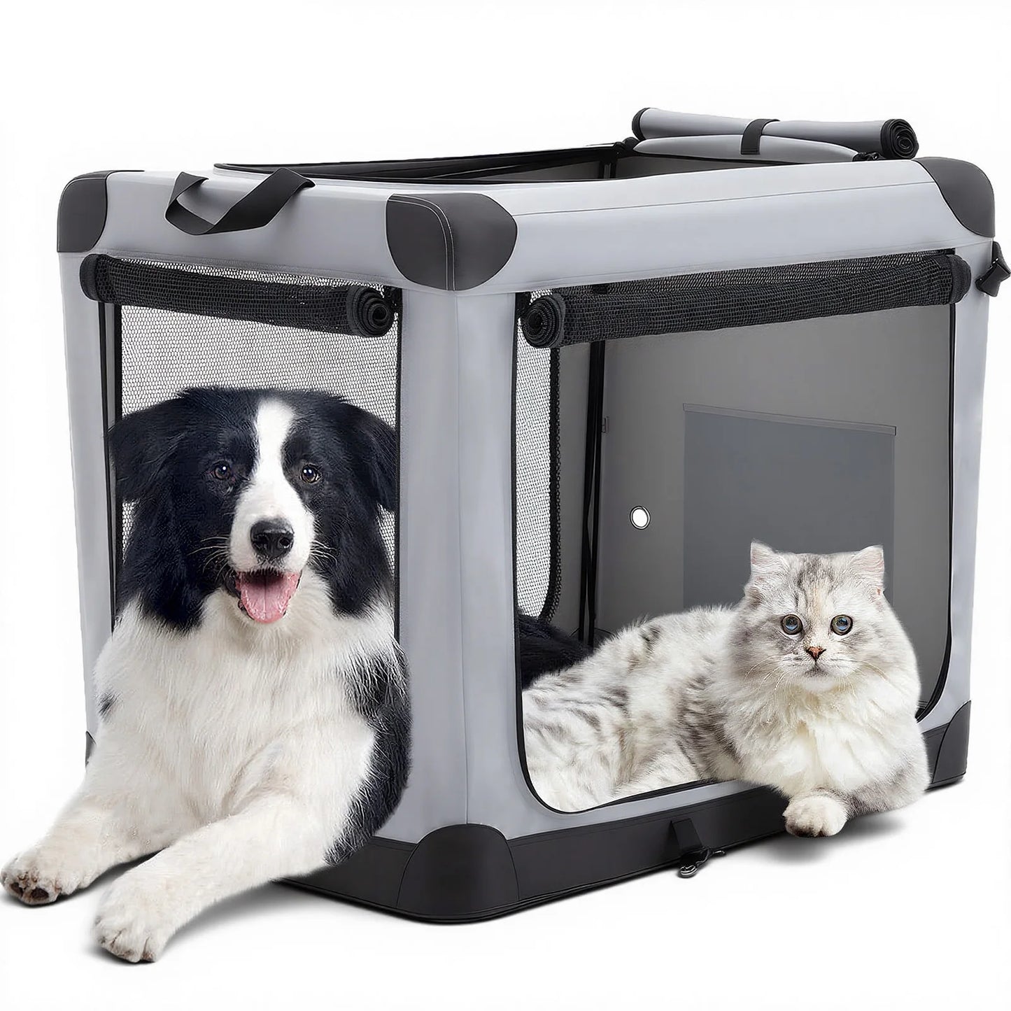 JHK Foldable Soft Dog Crate Portable Pet Kennel Three Side Doors