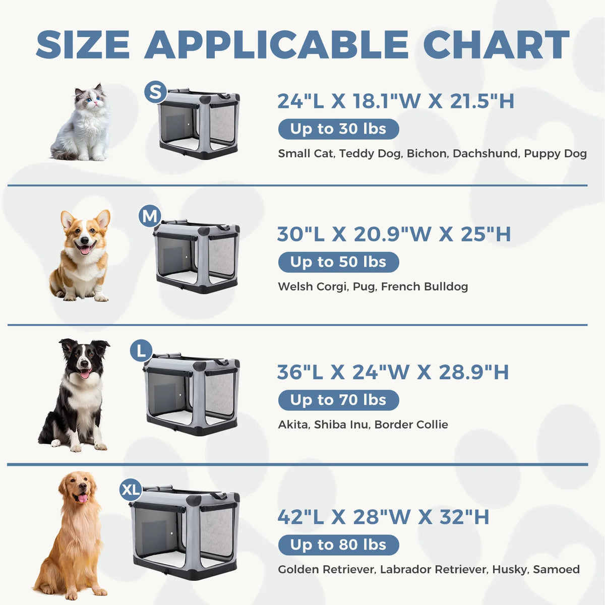JHK Foldable Soft Dog Crate Portable Pet Kennel Three Side Doors