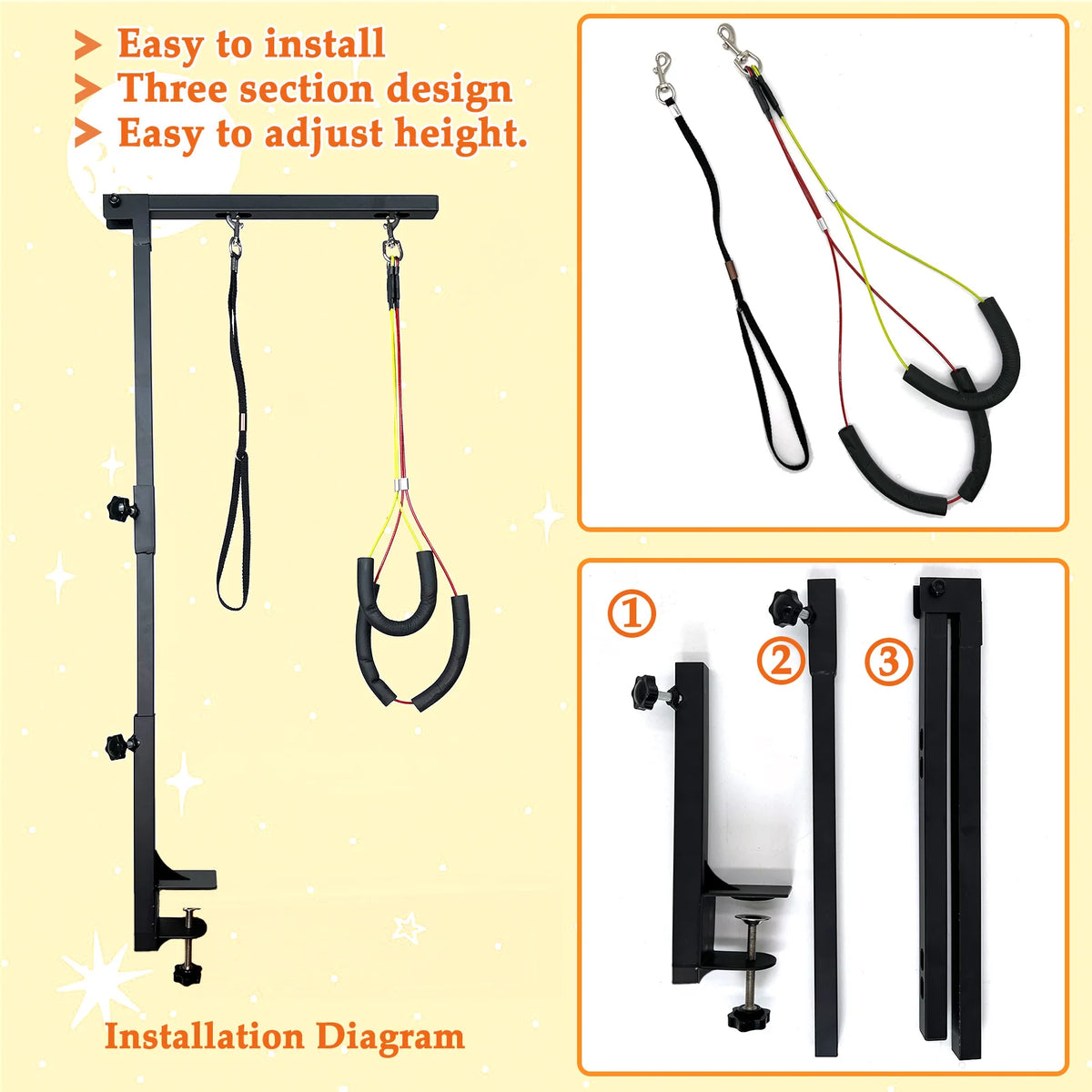 Height Adjustable Dog Grooming Arm With Loops And Clamp