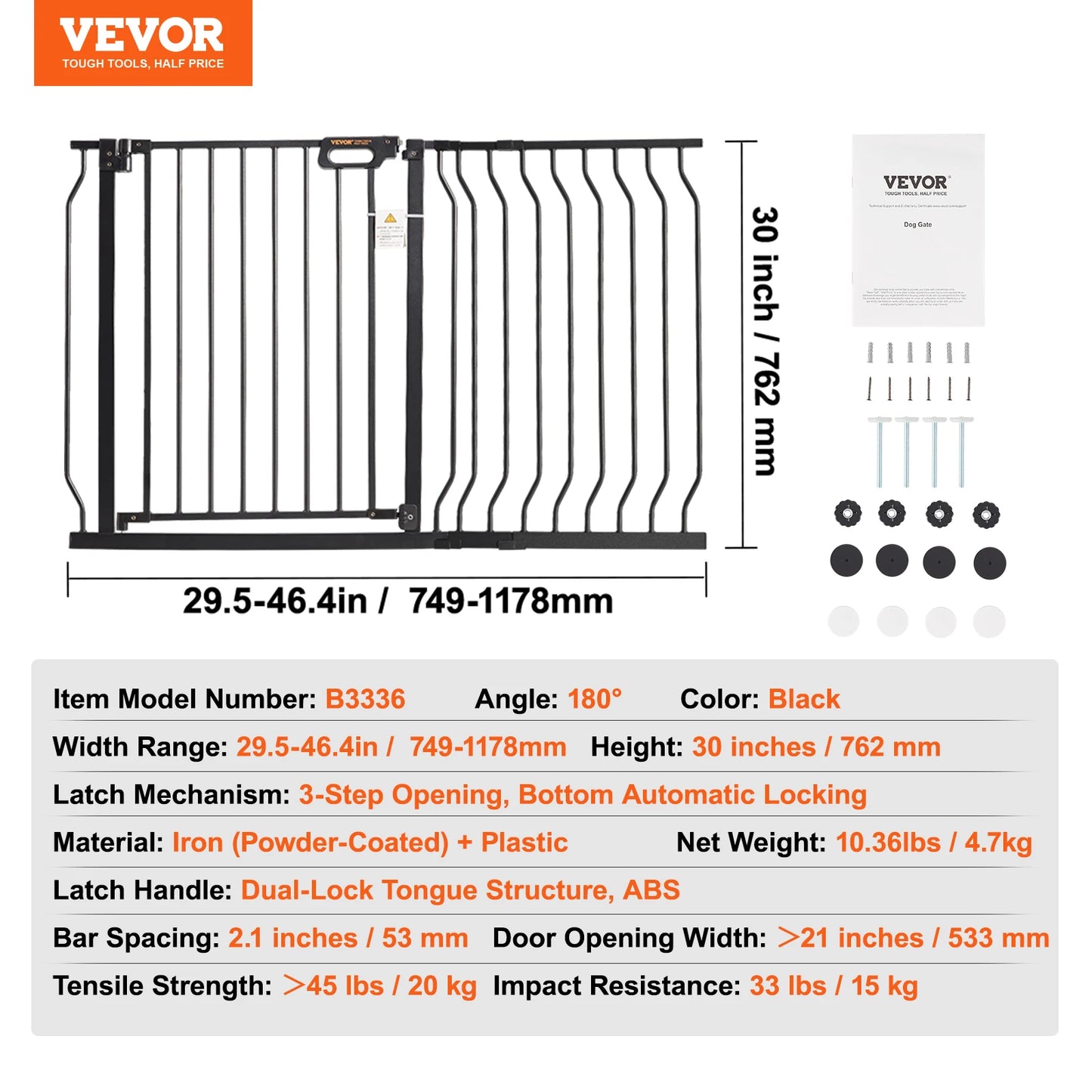 SucceBuy Pressure Mount Baby Gate With Walk Through Safety Panel