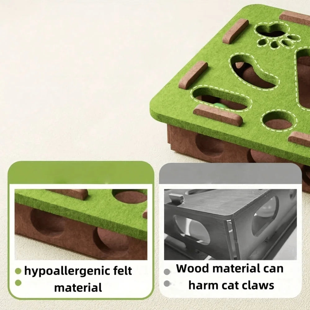 Interactive Indoor Cat Puzzle Toy With Maze Tunnel And Bell Ball
