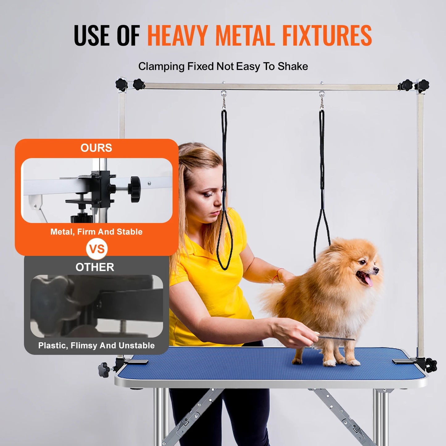 SucceBuy Foldable Pet Grooming Table With Adjustable Arms And Clamp