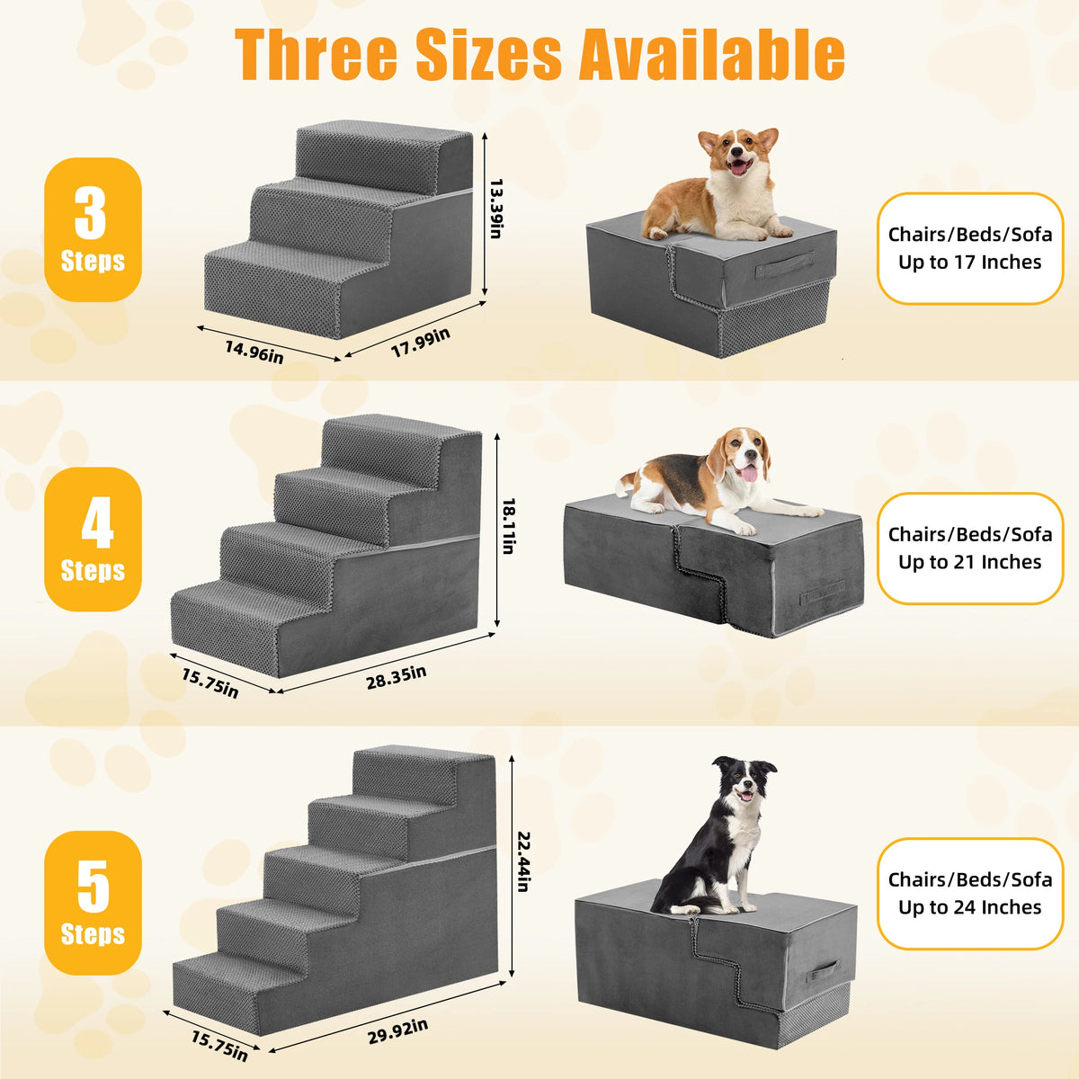 Curved Foam Dog Stairs Ramp for Safe Indoor Pet Climbing
