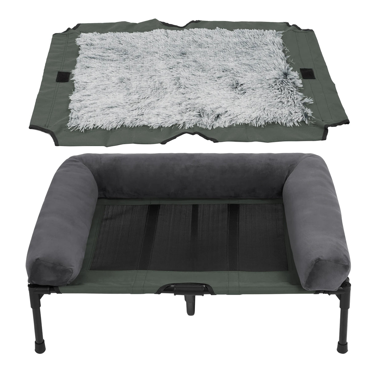 BINGOPAW Elevated Cooling Dog Bed With Breathable Mesh And Bolster
