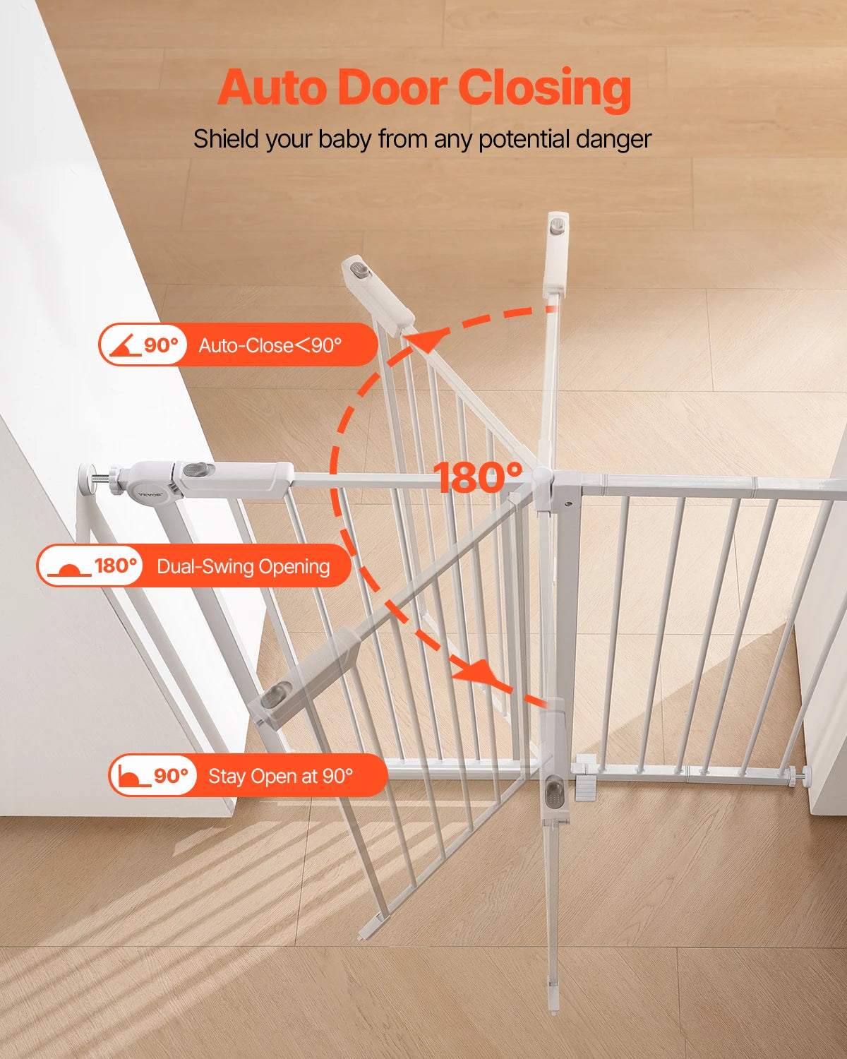 SucceBuy Pressure Mount Baby Gate With Walk Through Safety Panel
