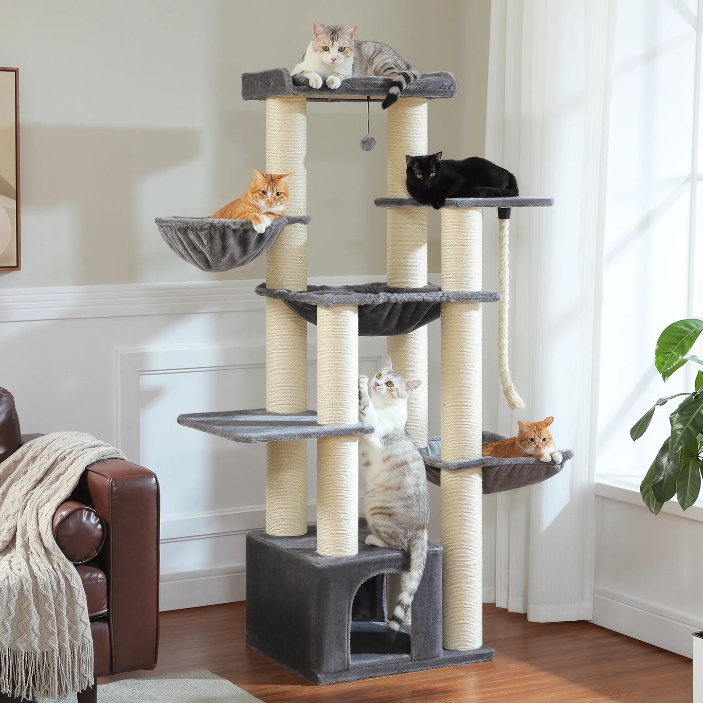 PAWZ Road Sturdy Cat Tower With Sisal Posts And Hammock