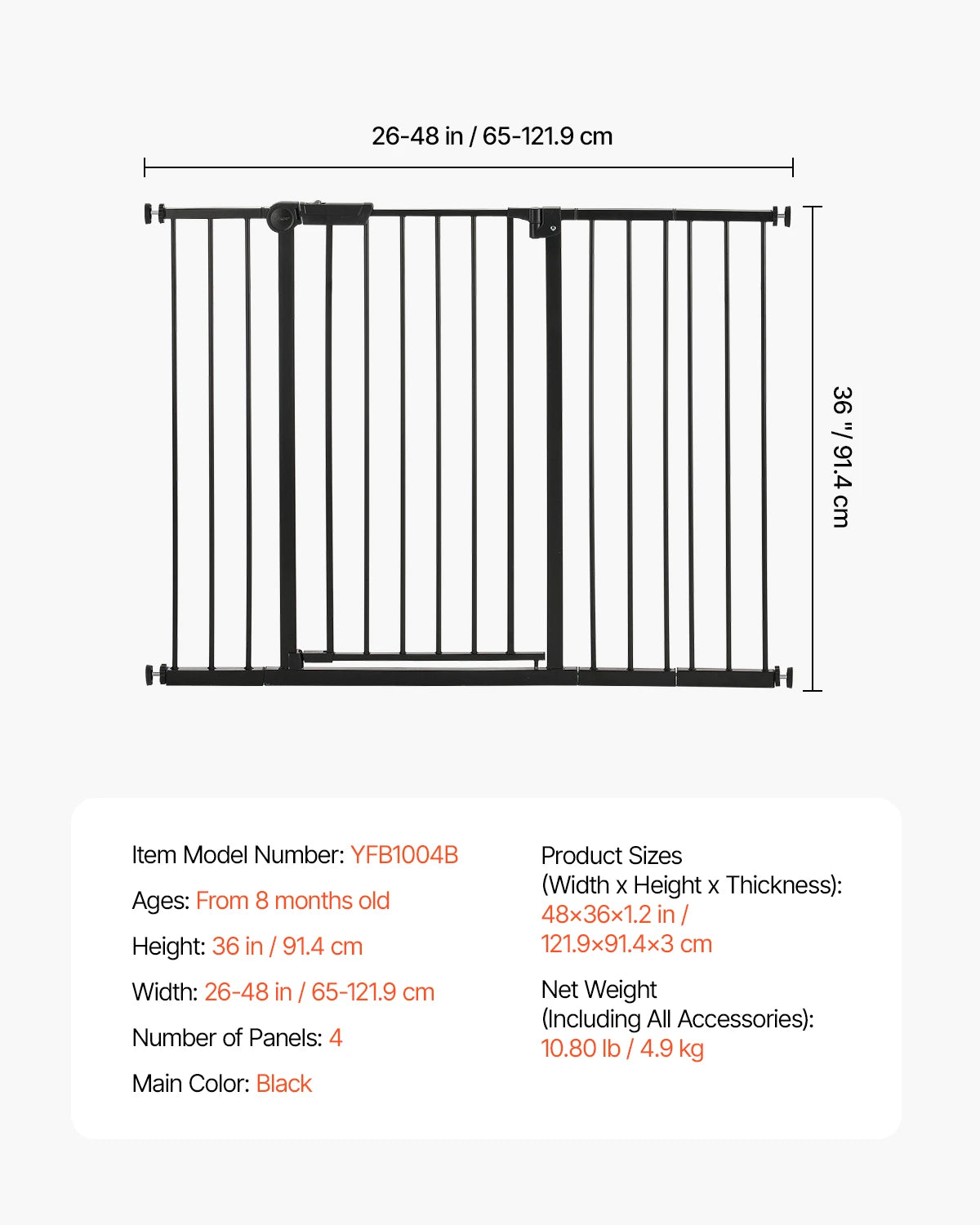 SucceBuy Pressure Mount Baby Gate With Walk Through Safety Panel