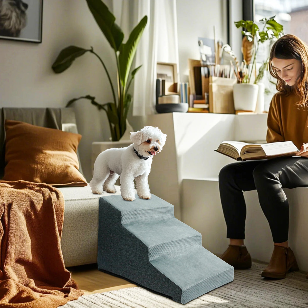 Non Slip Foam Dog Stairs for Comfortable Furniture Access