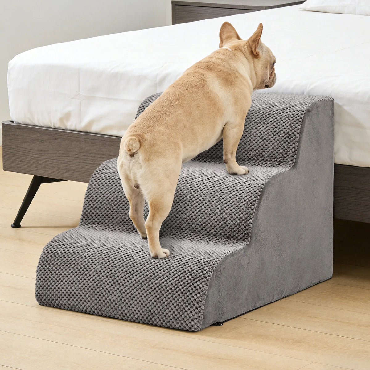 JHK Curved Foam Dog Stairs With Non Slip Pet Steps