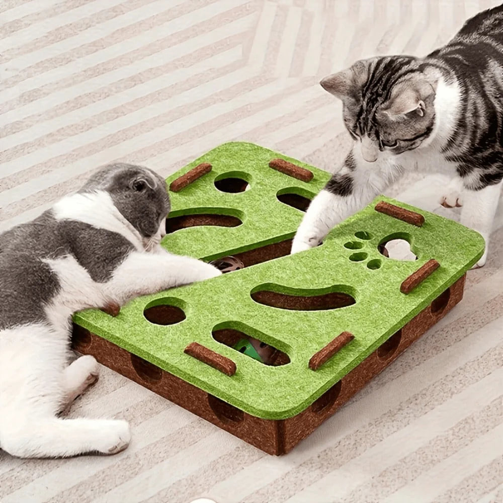 Interactive Indoor Cat Puzzle Toy With Maze Tunnel And Bell Ball