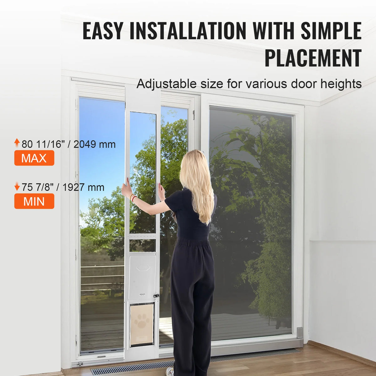 Adjustable Aluminum Frame Tempered Glass Sliding Pet Door