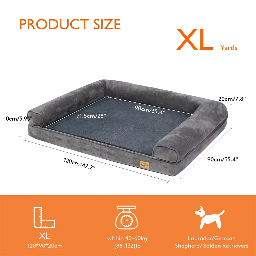 Borwart Orthopedic Memory Foam Dog Bed With Removable Cover