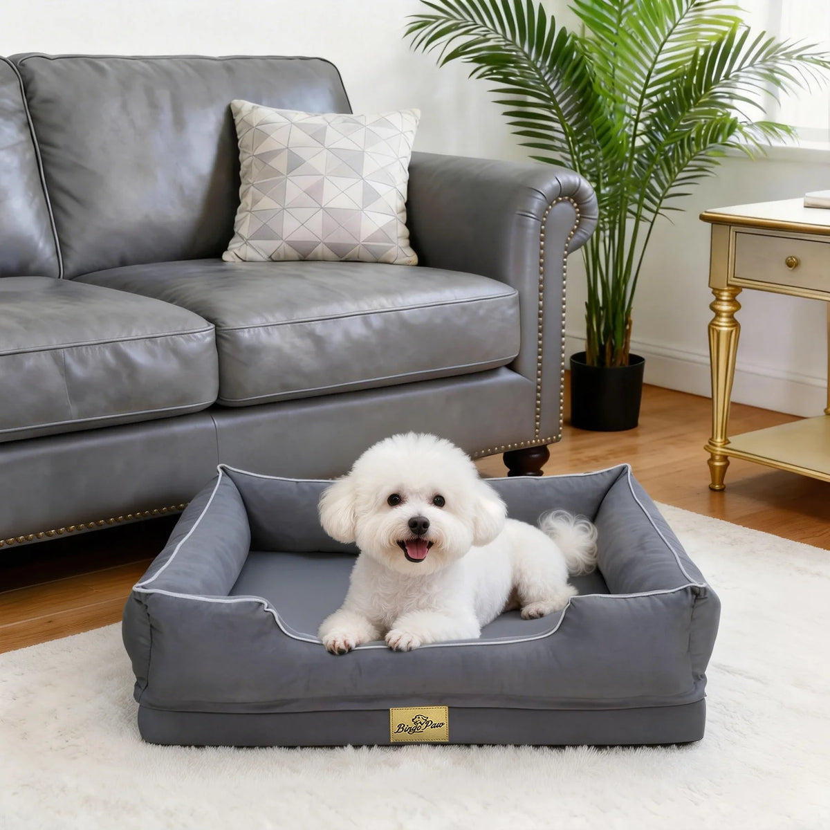 Bingopaw Orthopedic Dog Bed With Bolsters And Washable Cover