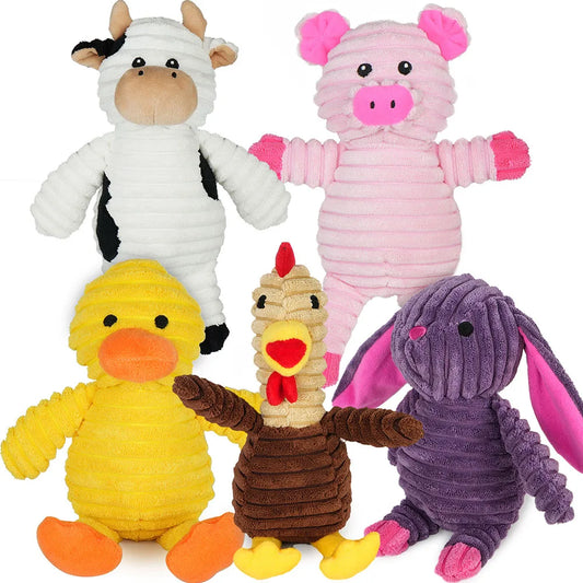 Plush Squeaky Dog Toys Assorted Stuffed Animal Chew Toy Bundle